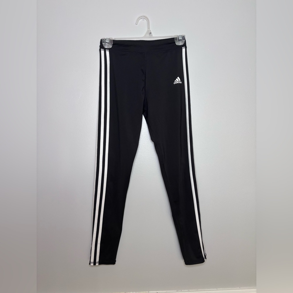Adidas Kids Black and White Striped Leggings